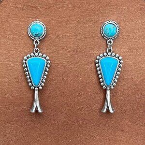 Squash Blossom Earrings with Mixed Faux Turquoise